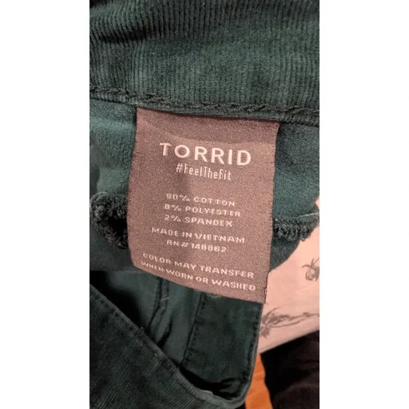 Torrid Corduroy Button Fly Flare Pants Forest Green Size 24W - Picture 8 of 10